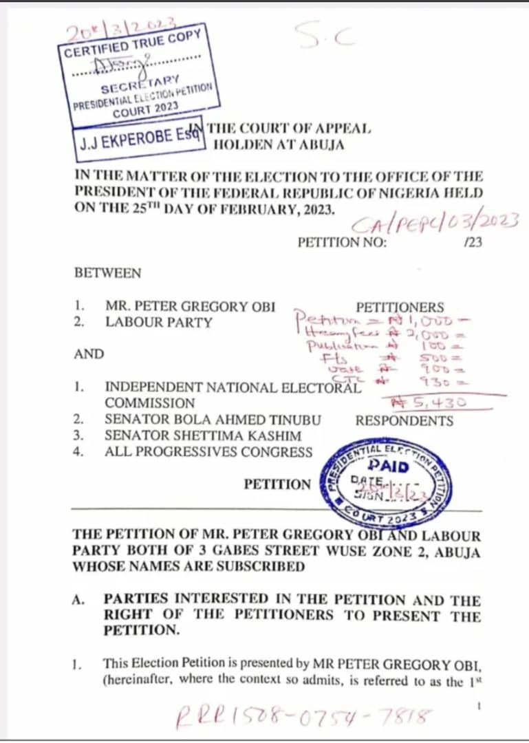 Reaction from APC and Nigerians to Obi's use of Tinubu's alleged drug case