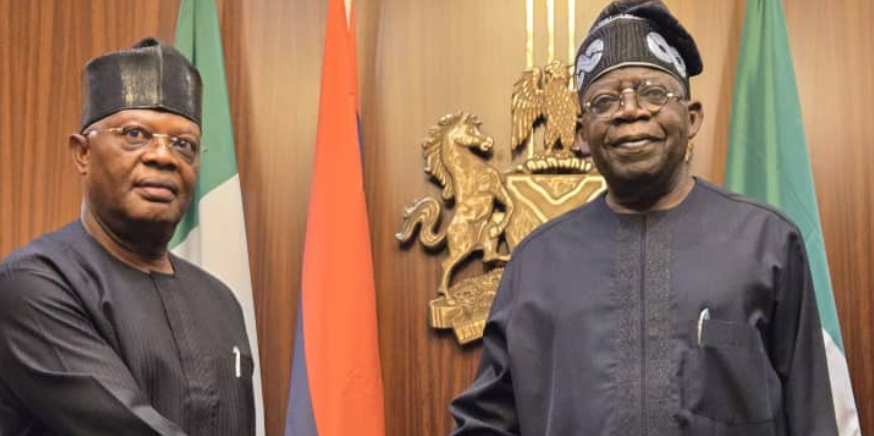 President Tinubu meets ex-Rivers Administrator Ibas with Olukayode and Edun in attendance, discussing security, economy, and judicial reforms in Nigeria.